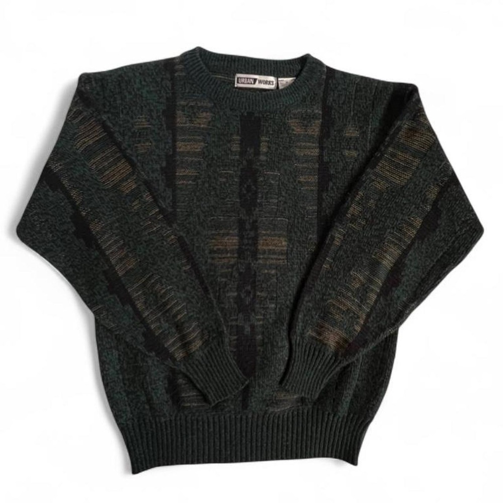 Vintage 80s Urban Works Knit Sweater Teal Green